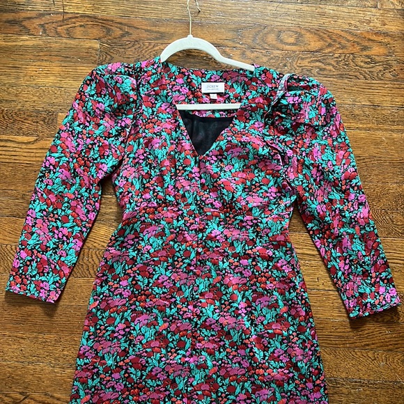 J.Crew Collection Drapey Puff-Sleeve Dress in Ratti Red Blooms - Picture 6 of 15